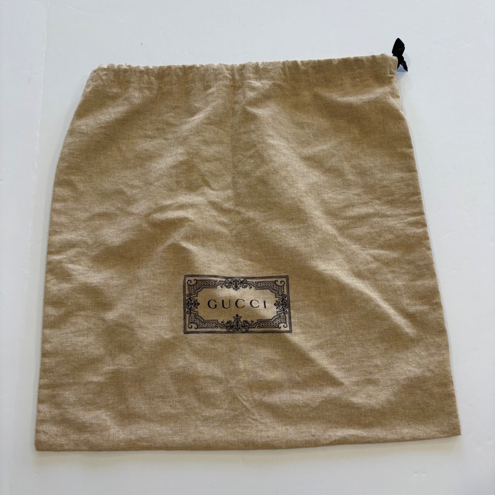 Gucci Tan Cotton Blend Drawstring Dust Bag Medium 13.5 x 14.5 Authentic